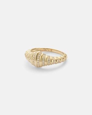 Yvonne Léon Anillo Chevaliere Nano De Oro De 9 Ct Con Diamantes - Blanco