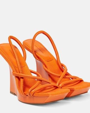 Gia Borghini Rosie 39 Leather Wedges - Orange