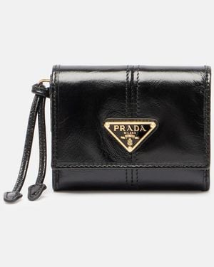Prada Logo Leather Wallet - Black