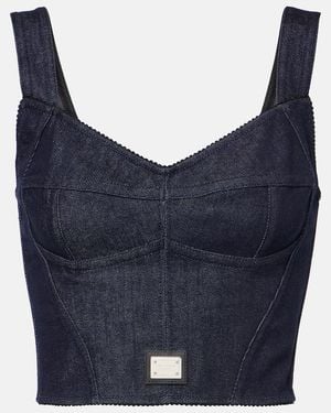 Dolce & Gabbana Denim Bustier Top - Blue
