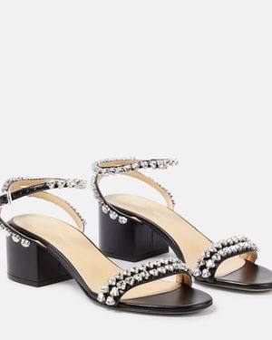 Mach & Mach Audrey 55 Crystal-Embellished Leather Sandals - Metallic