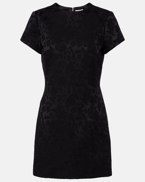 Saint Laurent Devore Floral Cotton-Blend Minidress - Black