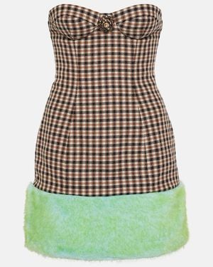 Area Vestido Bustier De Lana Y Algodon A Cuadros - Verde