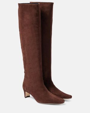 STAUD Wally Suede Knee-High Boots - Brown