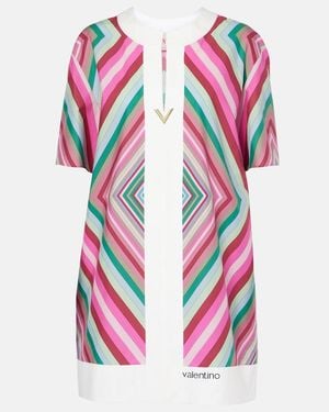 Valentino Vgold Rhombus 75 Cotton Poplin Minidress - Pink