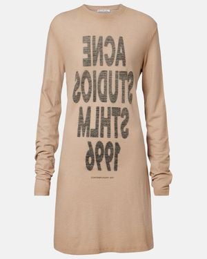 Acne Studios Logo Cotton Jersey Minidress - Natural