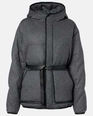 Tod's Belted Hooded Padded Cashmere Jacket - Gray