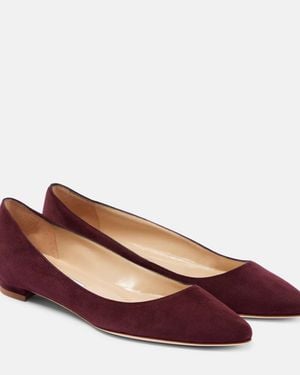 Manolo Blahnik Bb Suede Ballet Flats - Red