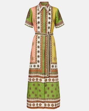 ALÉMAIS Contina Belted Linen Shirt Dress - Green