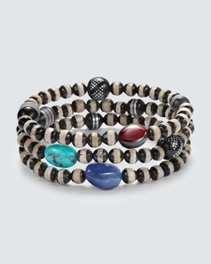 Ileana Makri Set Of 3 Beaded Bracelets - Metallic