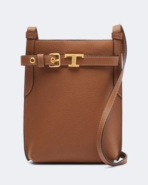 Tod's T Timeless Leather Phone Pouch - Brown
