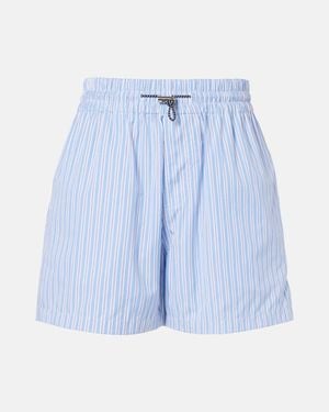 Plan C Striped Cotton Shorts - Blue