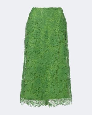 Carolina Herrera Floral Lace Midi Skirt - Green