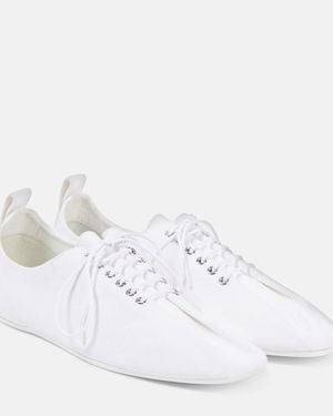 TOTEME Canvas Lace-Up Flats - White