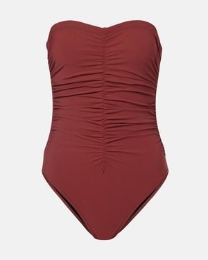 Karla Colletto Basics Ruched Bandeau Swimsuit - Red
