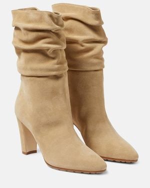 Manolo Blahnik Calasso Suede Ankle Boots - Natural
