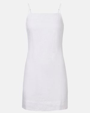 Velvet Pilar Linen Minidress - White