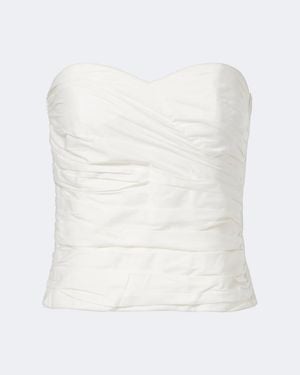 Adriana Degreas Opulence Draped Cotton Corset - White