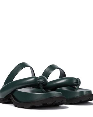 Jil Sander Padded Leather Thong Sandals - Green