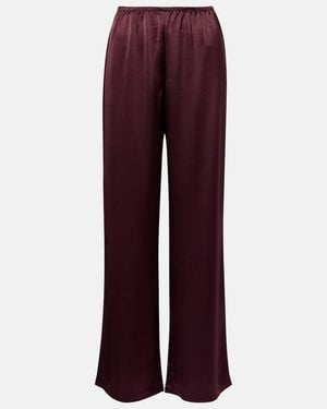 Leset Barb Satin Wide-Leg Pants - Red