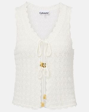 Ganni Crochet Top - White