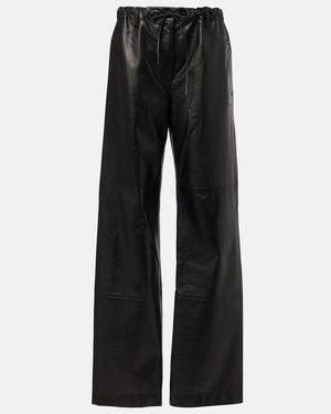 Proenza Schouler Label Magnus Leather Wide-Leg Trousers - Black
