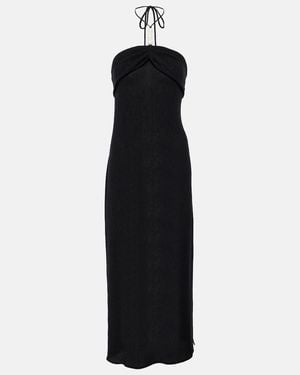 Magda Butrym Pearl-Detail Halterneck Midi Dress - Black