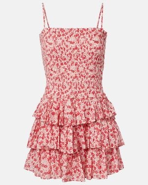Isabel Marant Elodie Floral Smocked Cotton Minidress - Red