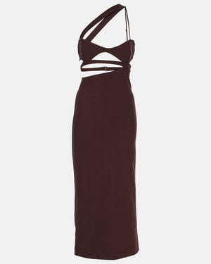 Nensi Dojaka Asymmetric Silk Midi Dress - Purple
