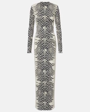 De La Vali Kari Zebra-Print Maxi Dress - White