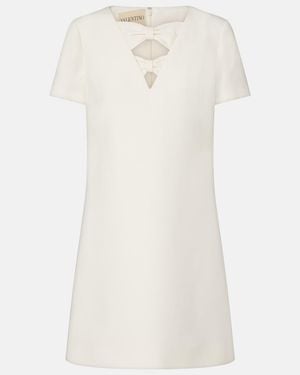 Valentino Crepe Couture Bow-Detail Minidress - White