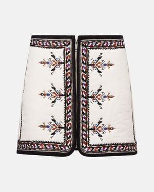 Isabel Marant Zeria Embroidered Cotton Miniskirt - Metallic