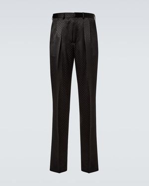 Tom Ford Jacquard Polka-Dot Satin Suit Trousers - Black