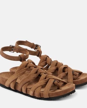Brunello Cucinelli Sandalen Aus Veloursleder - Braun