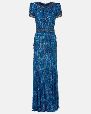 Jenny Packham Roxy Embellished Gown - Blue