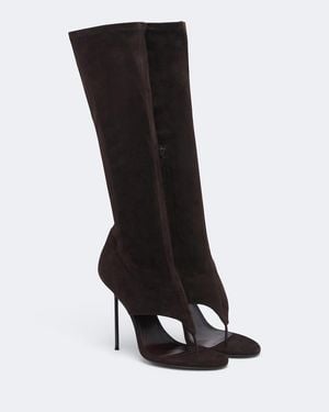 Paris Texas Stiefel Lidia Aus Veloursleder - Schwarz