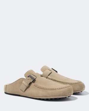 Tod's Slippers Gommino Aus Veloursleder Mit Shearling - Natur