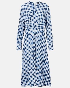 Proenza Schouler Checked Gathered Midi Dress - Blue