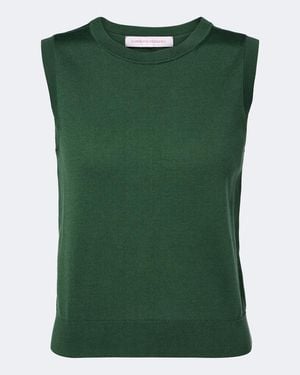 Carolina Herrera Silk And Cotton Tank Top - Green