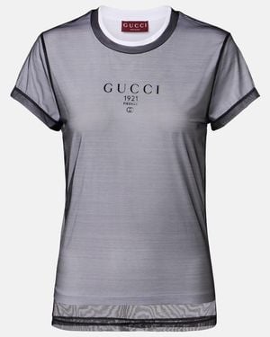 Gucci Double Layered Jersey T-Shirt With Print - Grey