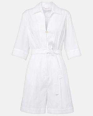 Max Mara Canard Cotton-Blend Poplin Romper - White