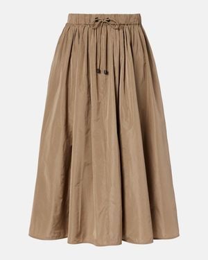 Max Mara Lonza Taffeta Midi Skirt - Natural