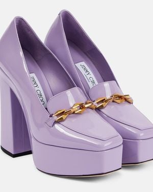 Jimmy Choo Diamond Tilda Embellished Patent Leather Pumps - Purple