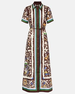 ALÉMAIS Maroc Printed Linen Shirt Dress - White