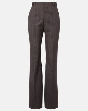 Bottega Veneta High-Rise Wool Flared Trousers - Grey