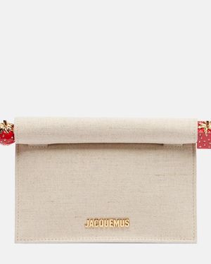 Jacquemus Rond Carre Canvas Clutch - Natural