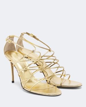 Mach & Mach Sandalen Daisy Aus Metallic-Leder Mit Kristallen - Mettallic