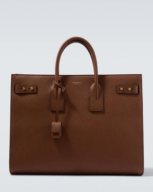 Saint Laurent Sac De Jour Thin Large Leather Bag - Brown