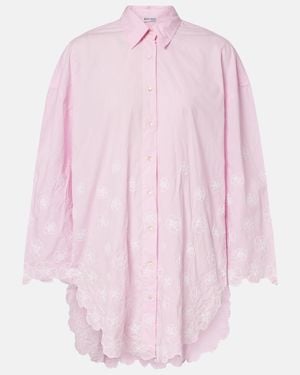 Juliet Dunn Embroidered Cotton Poplin Shirt - Pink