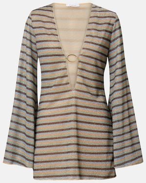 Oséree Lumiere Striped Minidress - Brown